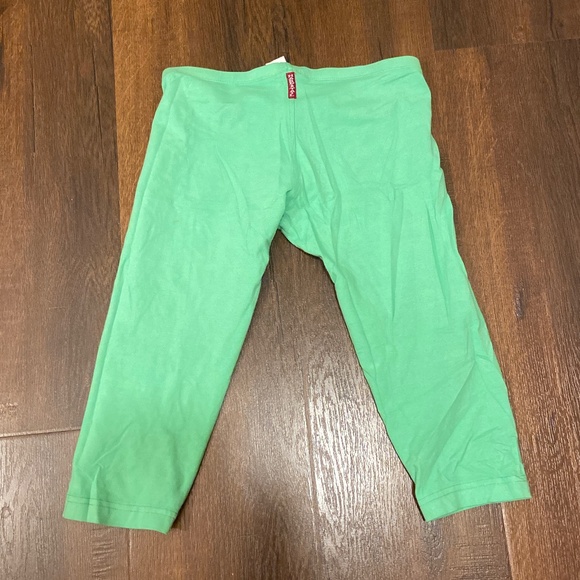 HARD TAIL GREEN CROPPED STRETCH PANTS BIKER SHORTS BERMUDA LEGGINGS XS CAPRI - Picture 1 of 9